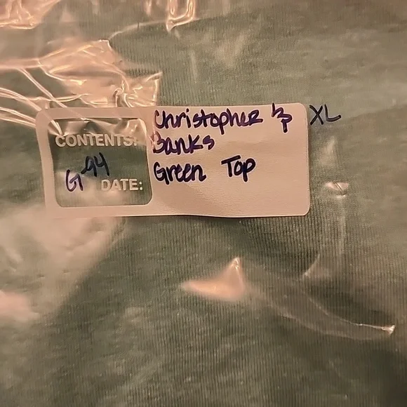 NWT. Christopher & Banks. Short sleeve green/teal top. XL - Picture 6 of 7